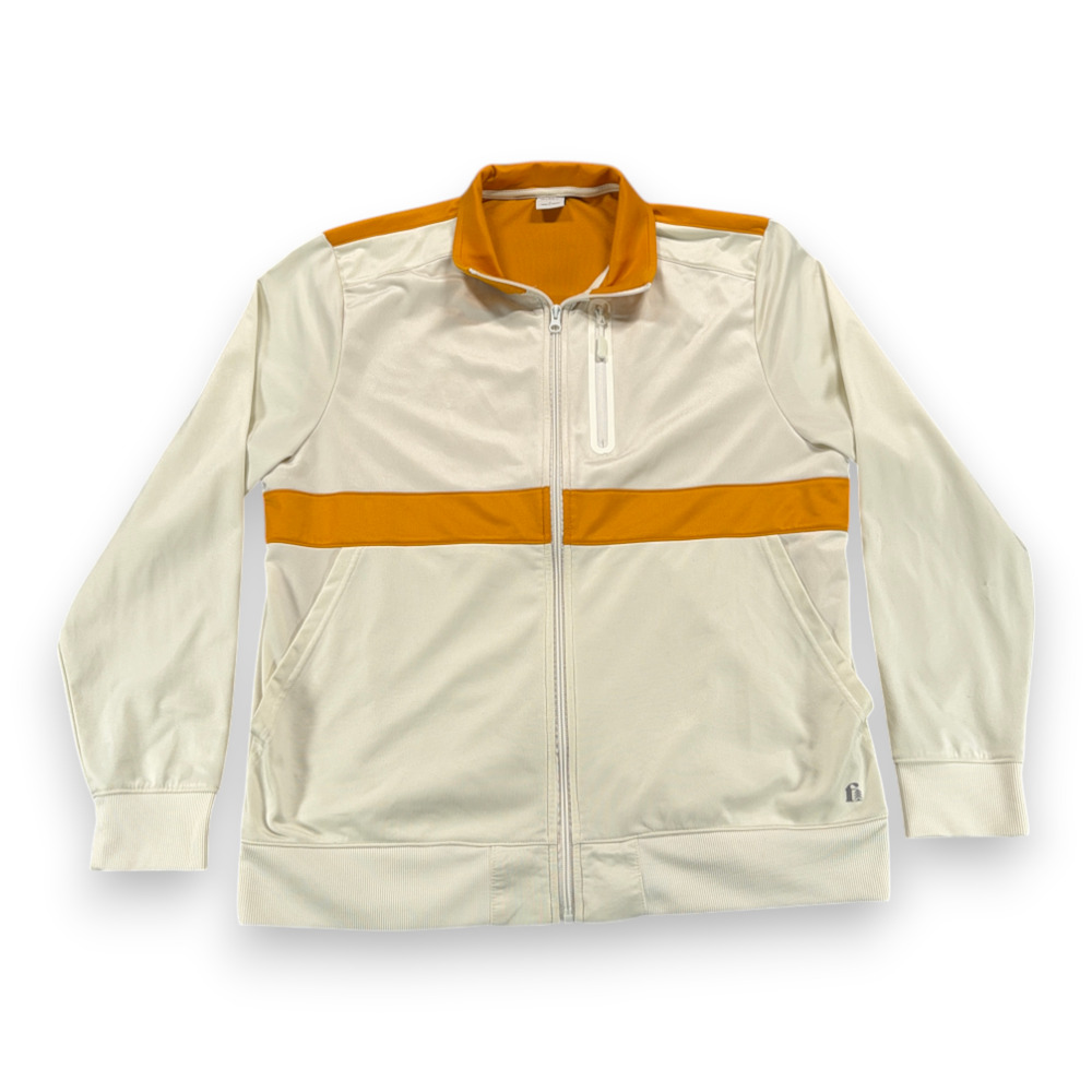 Bonobos Jacket Adult LARGE White Yellow Cotton Fielder Track Retro Full Zip